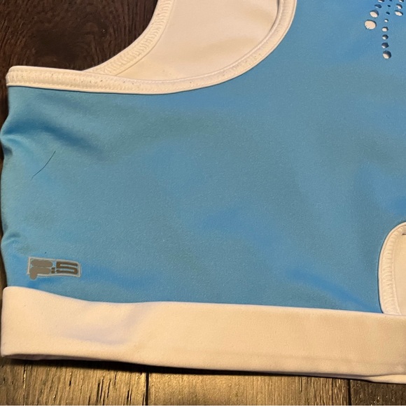 (5 for $15) FILA F-5 Sports Bra Blue with White Border Sports Keyhole Back - Picture 6 of 6